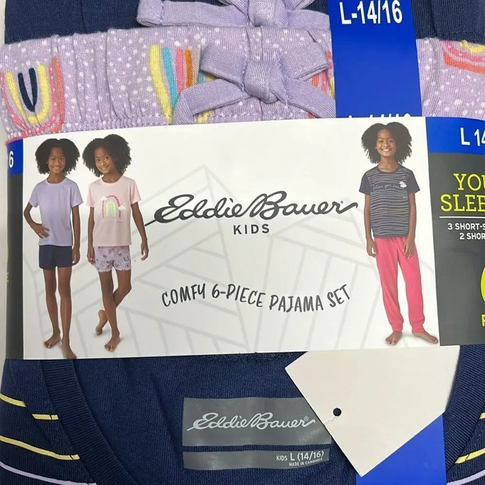 Eddie Bauer Comfy 6-piece Cozy Pajama Set Girls Size L (14-16)